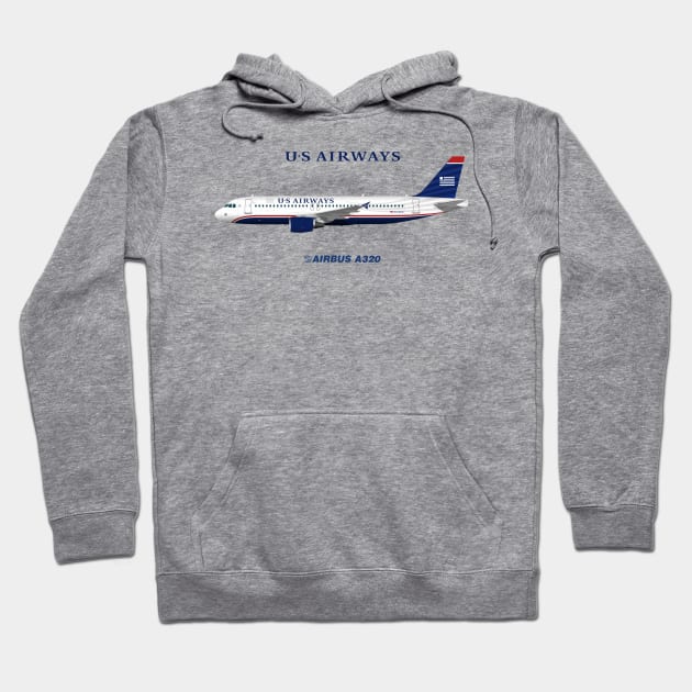 Illustration of US Airways Airbus A320 Hoodie by SteveHClark